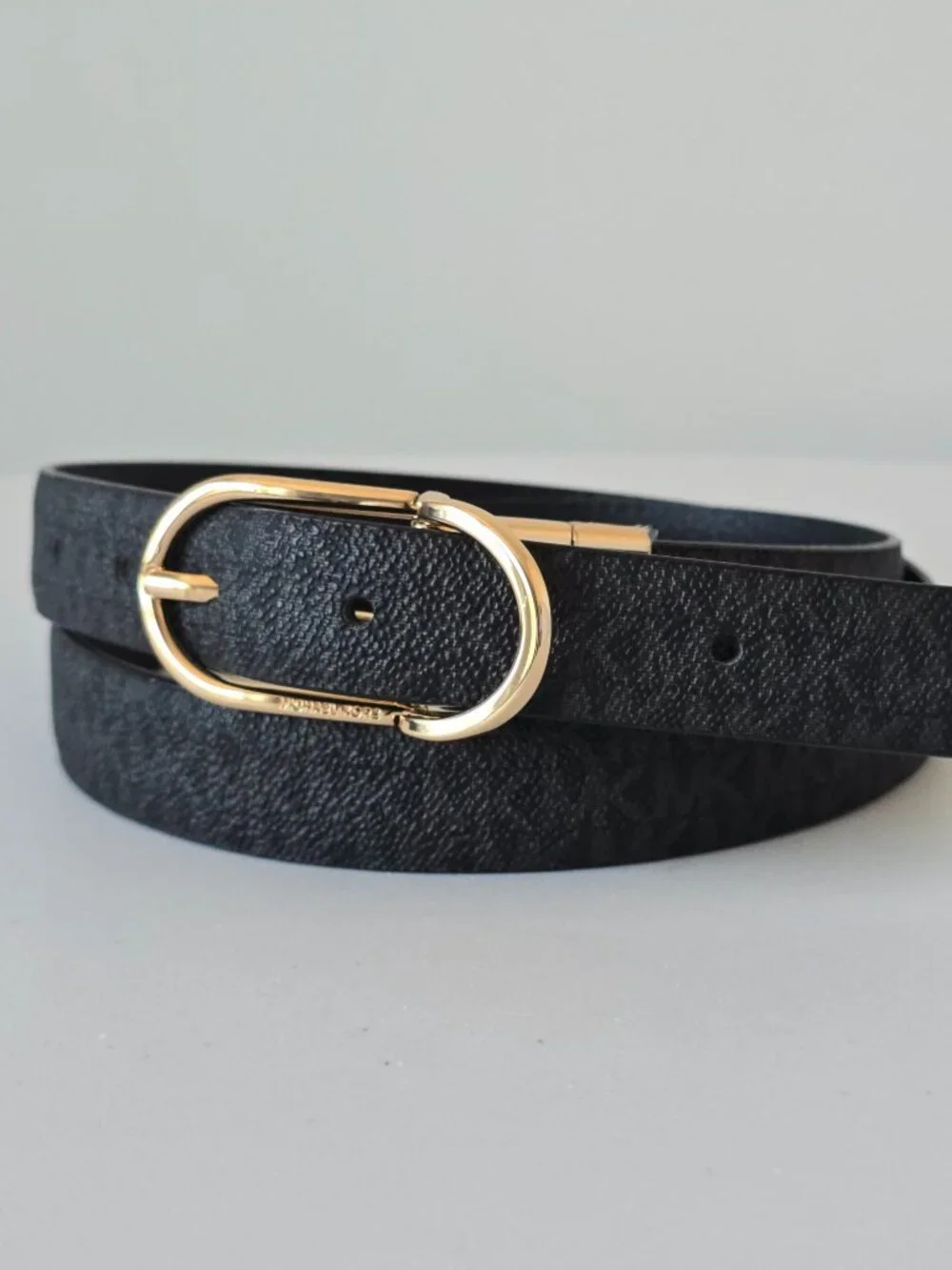 Michael Kors Reversible Leather Belt Women L Black Gold Buckle NWT